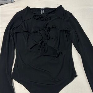 Forever 21 Black Tie-Front Bodysuit
